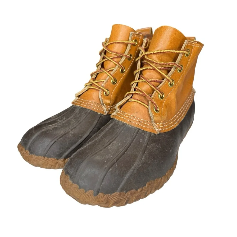 Vintage LL Bean Maine Hunting Shoe 70's‎ 80's USA Made Leather Brown Tan Size 8